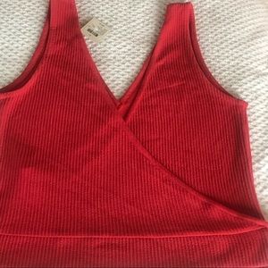 Club Monaco red criss cross top